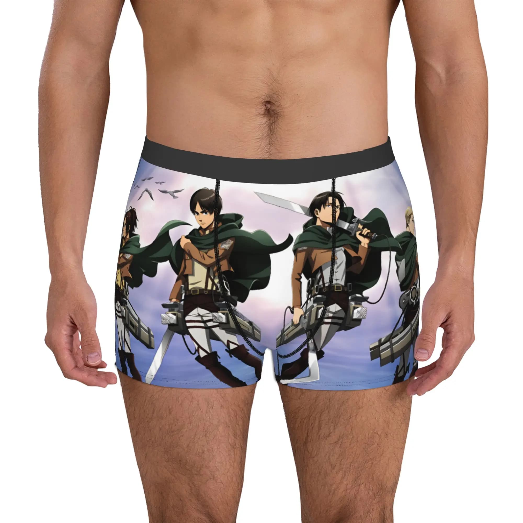 Attack on Titan Levi Ackerman Boxer Shorts For Men 3D Printed Hange Zoe Underwear Panties Briefs Stretch Underpants