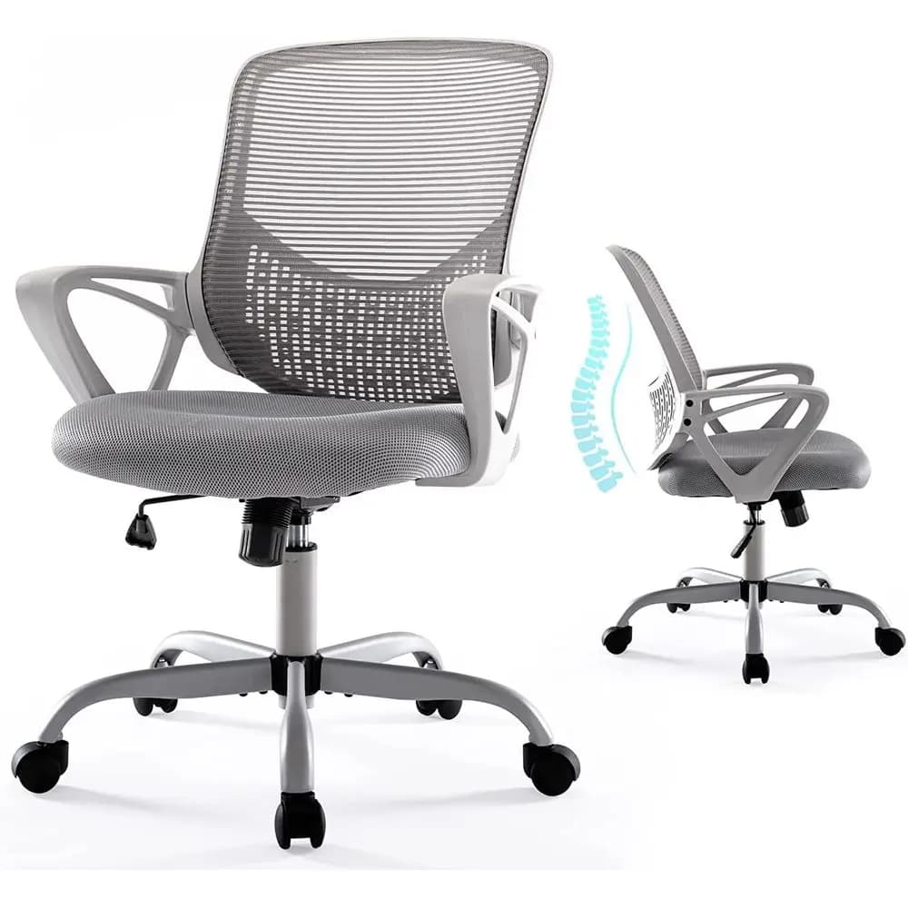 Sedia da Ufficio Ergonomica con Schienale in Rete, Braccioli e Altezza Regolabili per Ufficio e Gaming
