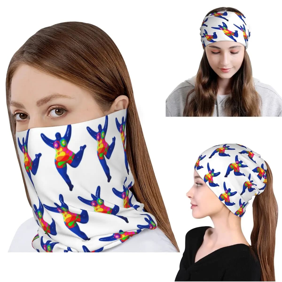 Blue Nana Biriney Tribute To Niki De Saint Phalle Bandana Sciarpa avvolgente per il collo Copricapo multiuso Berretti Cappello per adulti traspirante