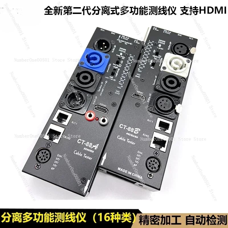 CT-88 multifunction cable tester for XLR HDMI video audio signal detector with LCD display