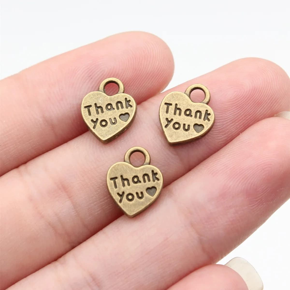 20pcs 12x10mm 2 Colors Antique Silver Color Antique Bronze Color Double-Sided Thank You Heart Charms Jewelry Making Accessories
