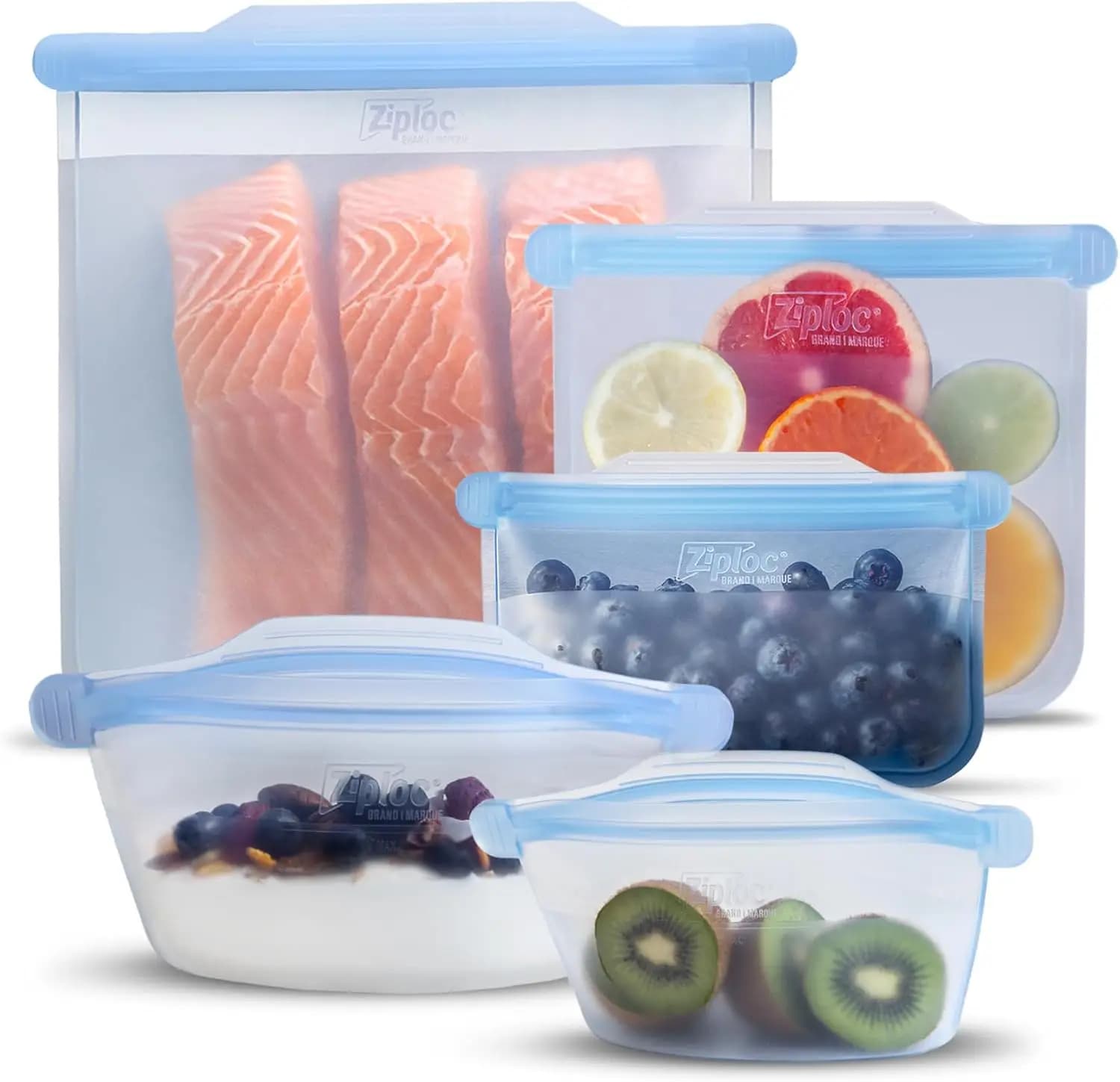 Confezione Assortita di Sacchetti e Contenitori Endurables, Sacchetti Riutilizzabili in Silicone e Contenitori per Alimenti per Preparazione Pasti e Congelatore