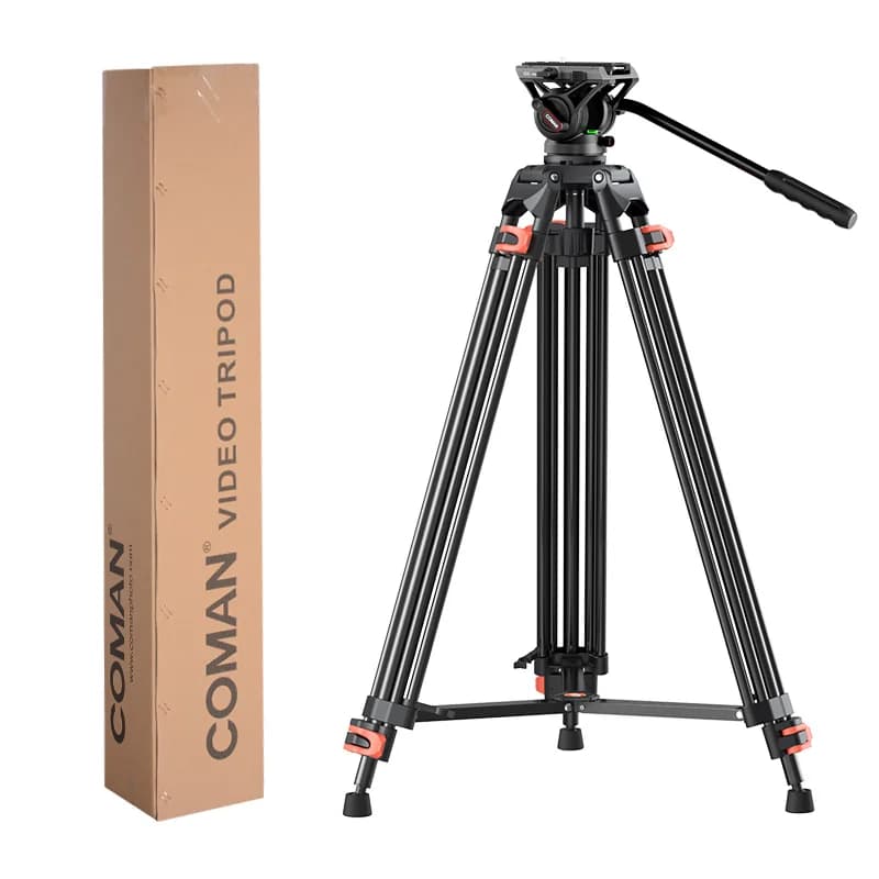 COMAN DF16LQ5S Professional Video Tripod With Fluid Head Aluminum Alloy Tripod 72 Inch for Dslr Camera