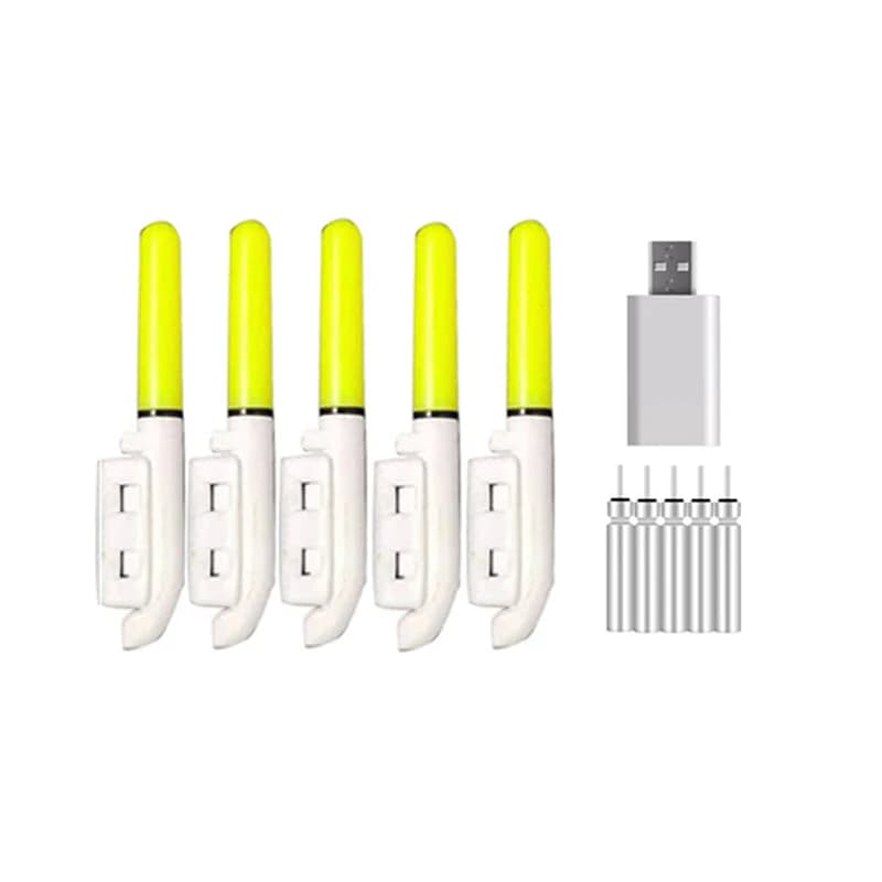 Bastone luminoso elettronico da 5 pz/lotto con 5 batterie ricaricabili Clip su canna da pesca Lampada incandescente impermeabile Pesca notturna J513