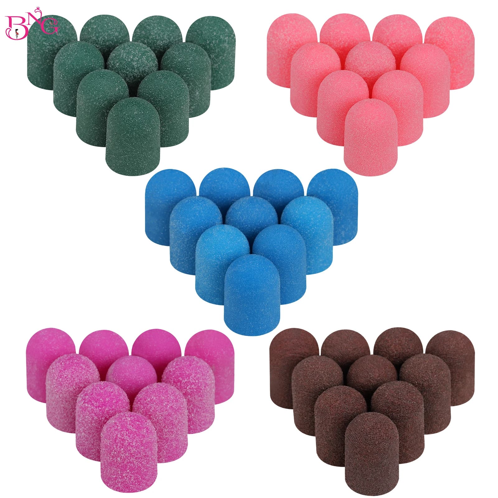 5/10/20pcs 13*19mm Tappi per levigatura delle unghie Punta da trapano per unghie Fasce per levigatura per rimozione gel Tappi per pedicure Lucidatura delle unghie Strumenti per manicure