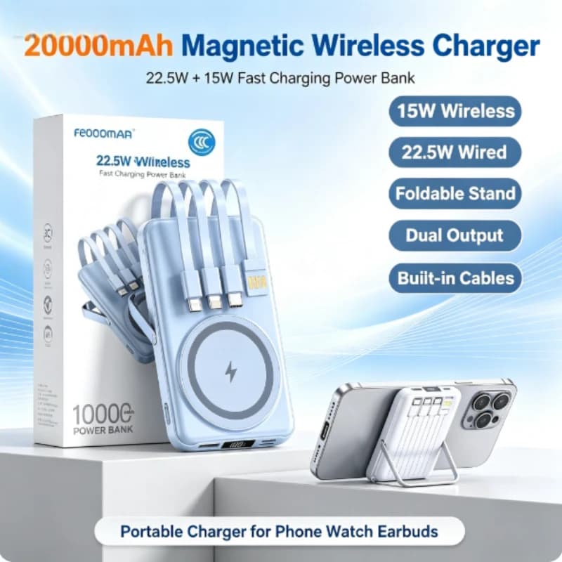 For Apple Watch Wireless Charger 20000mAh Magnetic Power Bank With Stand PD20W Portable External Spare Battery For iWatch iPhone