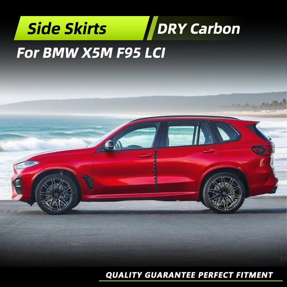 Prepreg DRY Minigonne laterali in fibra di carbonio per BMW F95 X5 M LCI 2023 2024 X5M Sotto la porta Pannelli bilancieri Kit corpo labbro estensione mantovana