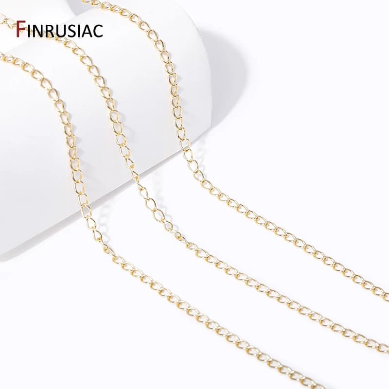 2.5mm*3.3mm 14k Gold Plated Brass Thin Chains For Jewelry Making DIY Necklace Bracelet Jewelry Making Accessories
