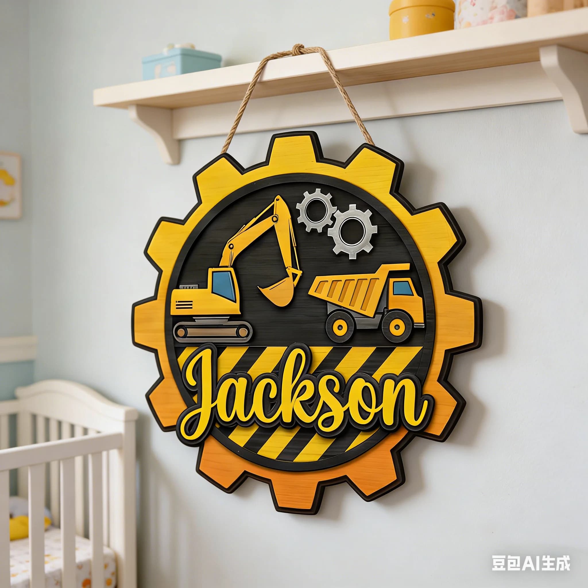 Insegna in Legno Personalizzata con Nome per Camion Ribaltabile, Decorazione da Parete per Cameretta, Regalo per Bambini Appassionati di Camion