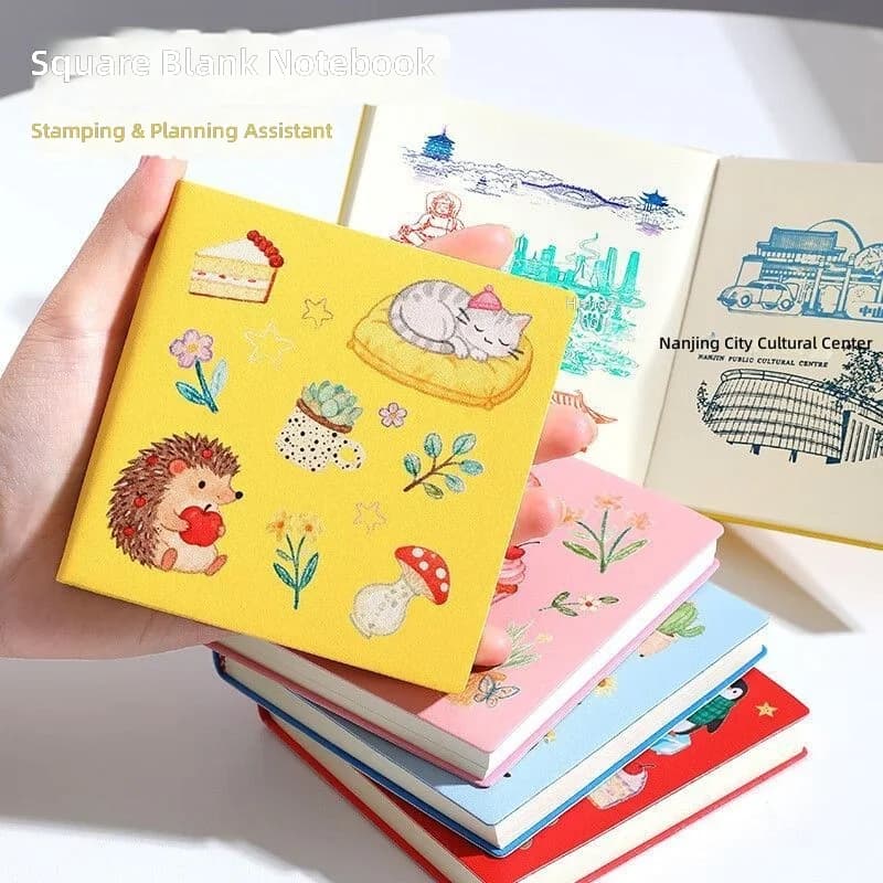 A7 Small Square Blank Sketchbook Portable Thin Sketching & Hand Drawing Journal Notebook
