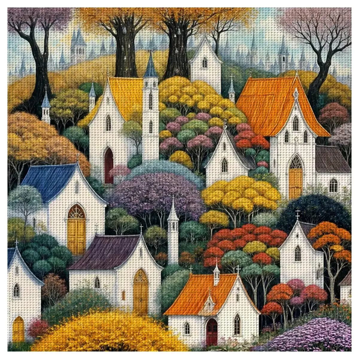 1pc 40X40CM/15.74inch House stamped cross stitch kit DIY kit 11CT/14CT DIY Embroidered set DIY Cross-Stitch Set Wall decoration