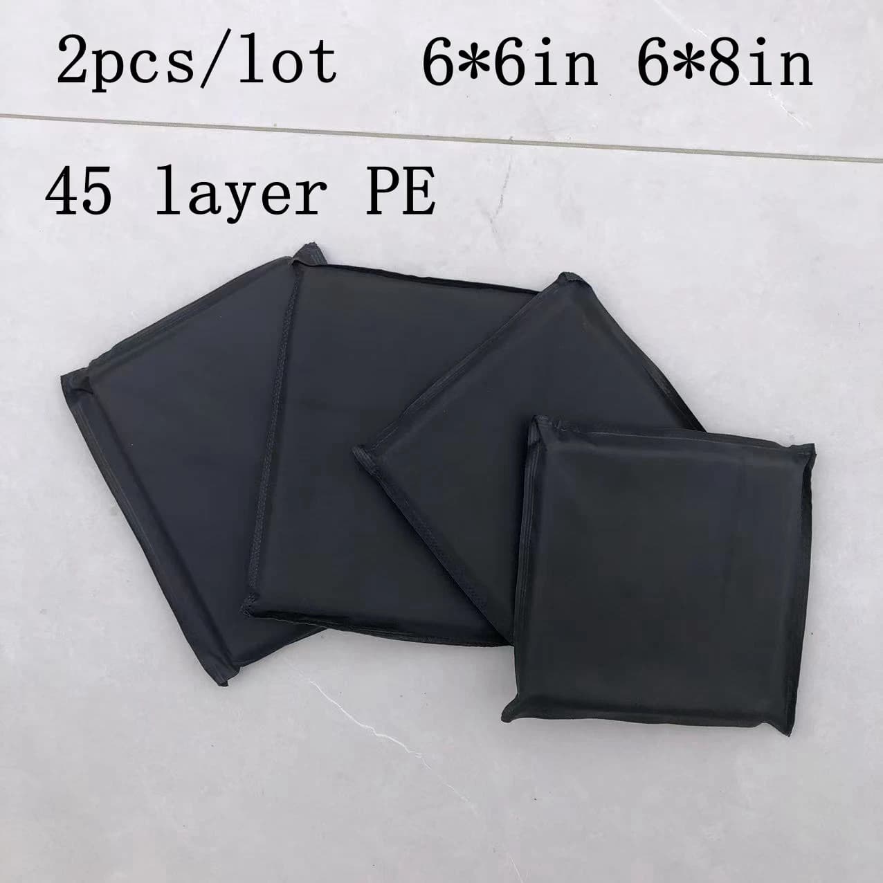 2 Pezzi Scudo Difensivo Pesante a 45 Strati, Piastre di Sicurezza Antiproiettile 6x6, 6x8 Pollici, Materiale Morbido PE per Armatura Corporea 3A