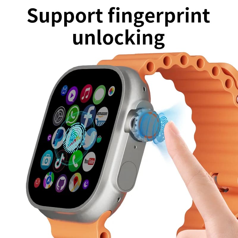 DW100 Pro + Smart Watch da uomo WIFI Touch ID NFC Smartwatch con fotocamera rotante sblocco delle impronte digitali touch Slot per scheda SIM Videochiamata