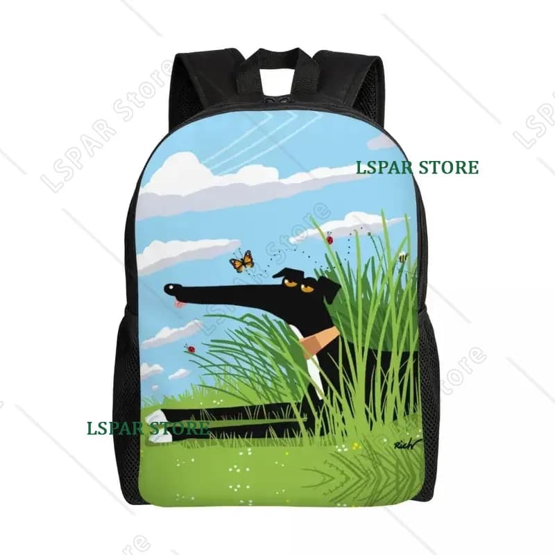 Greyhound Whippet Dog Backpacks for Women School College Students Bookbag Fits 15 Inch Laptop Cartoon Sighthound Pattern Bags