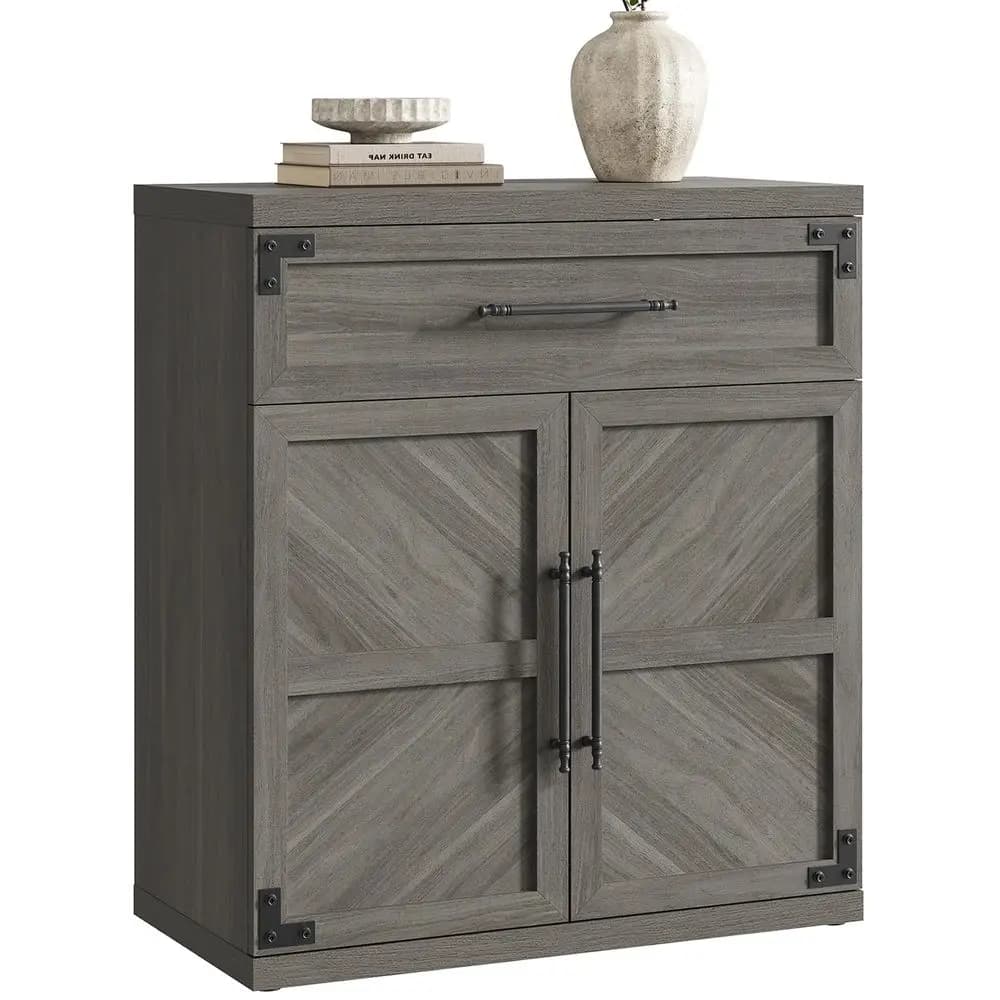 Credenza Moderna con Cassetti e Vano Portaoggetti, Mobile Buffet Ampio con Maniglia e Anta, Sideboard
