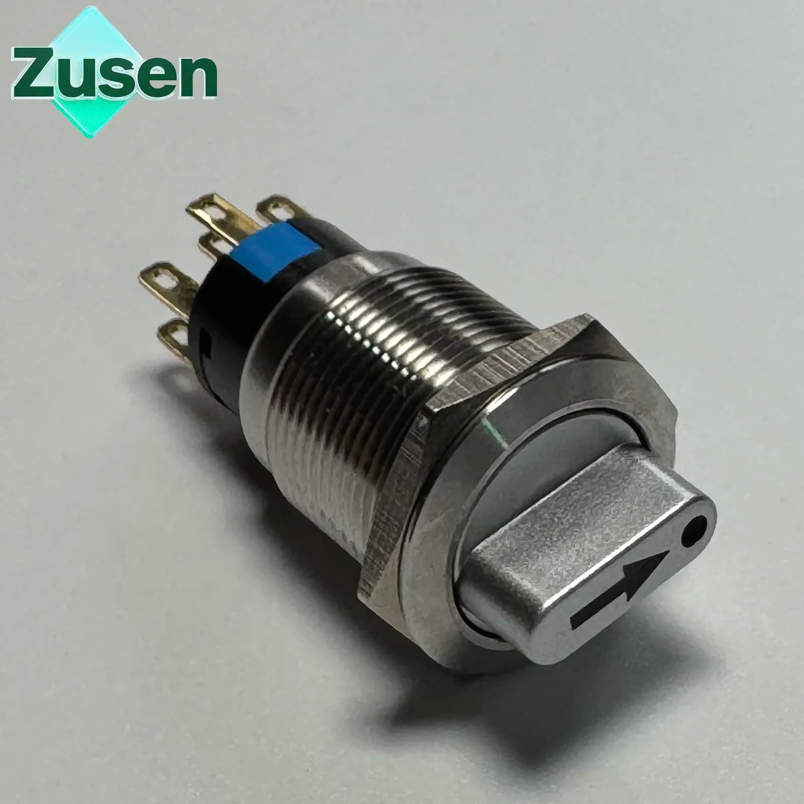 Selettore a pomello in metallo Zusen 19mm con simbolo freccia illuminato 2NO2NC, 2/3 posizioni, fisso, IP65, 3V 6V 12V 24V 110V 220V