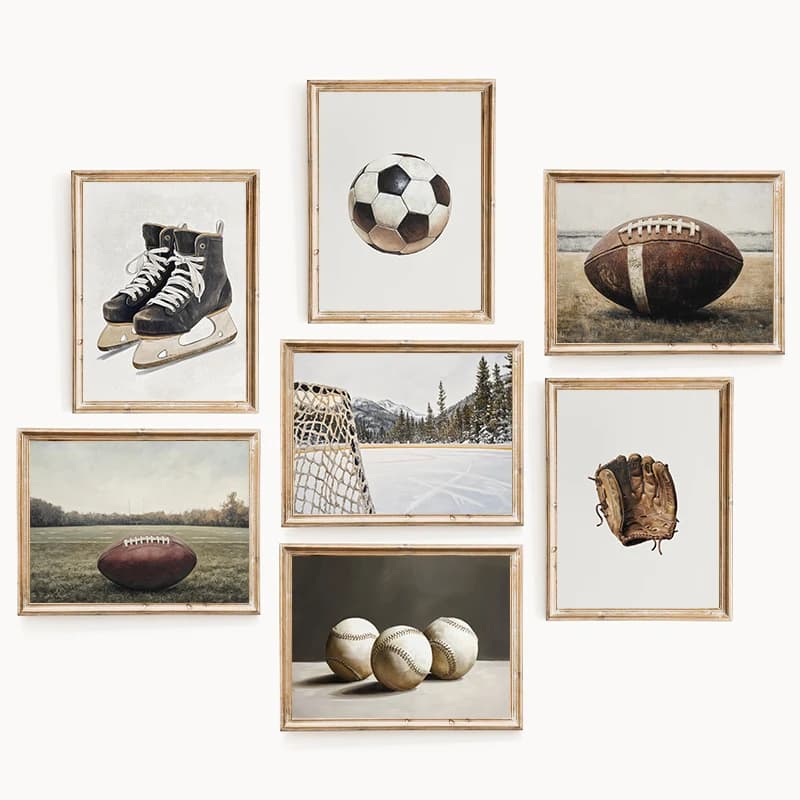 Vintage Baseball Football Golf Hockey Sports Scene Posters and Prints Canvas Printing Wall Art Picture for Office Home