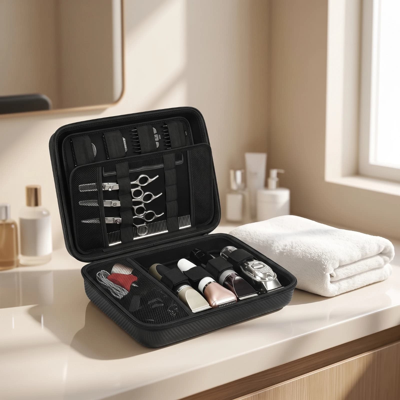 Barber Travel Case Sturdy Barber Organizer Grooming Case Reinforced Scratch-Resistant for Barbers, Home Storage