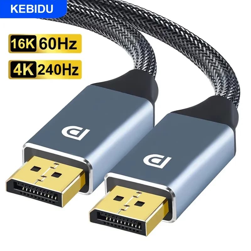 Cavo DisplayPort KEBIDUMEI 16K 60Hz DP2.1, Cavo DisplayPort 4K@240Hz 8K@120Hz per PC, Laptop, TV, Cavo Audio Video
