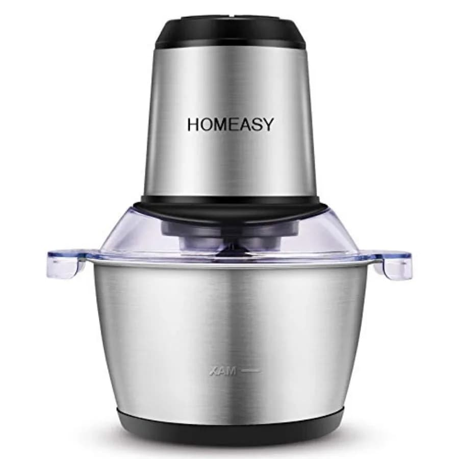 Tritacarne Elettrico, Robot da Cucina 2L in Acciaio Inox, Frullatore per Carne, Tritatutto per Carne, Verdure, Frutta e Noci con 4 Lame