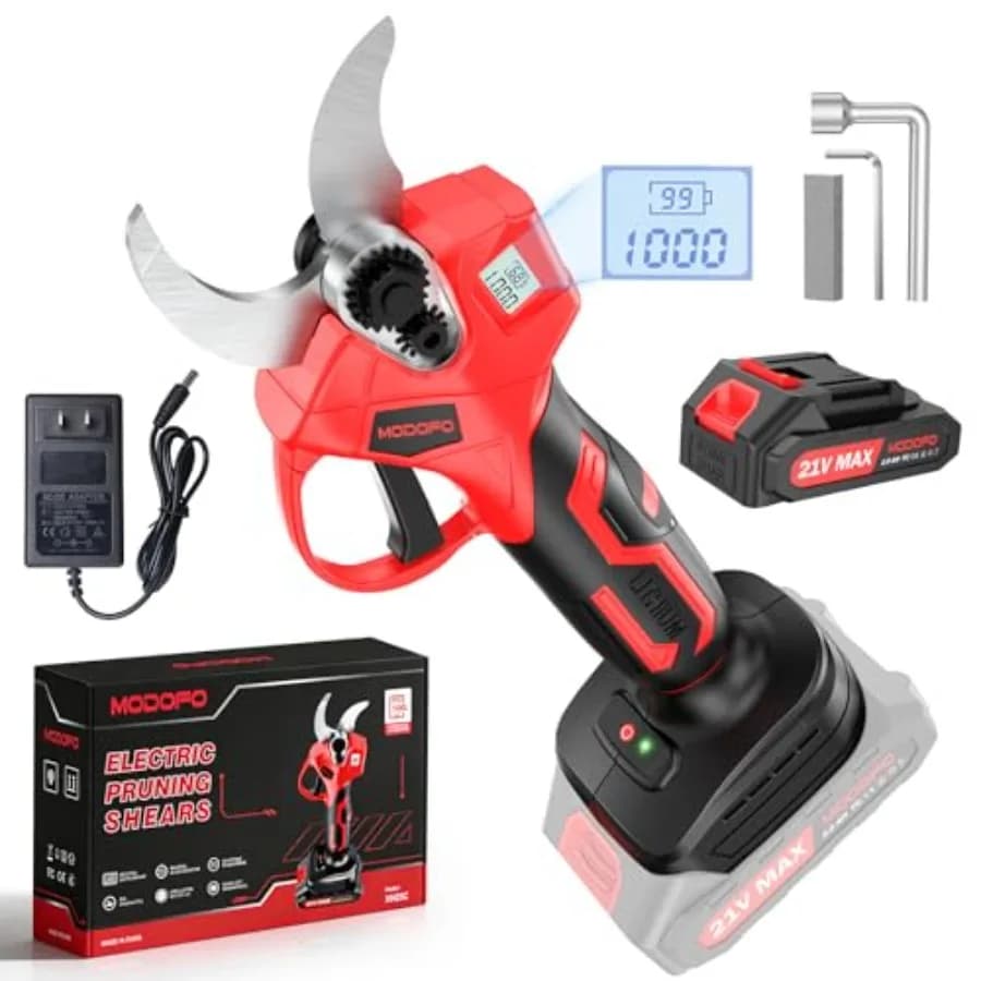 Forbici Elettriche Senza Fili per Potatura, Diametro di Taglio 1.4, con Display LCD, Motore Brushless per Potatura di Rami di Alberi da Giardino, Include
