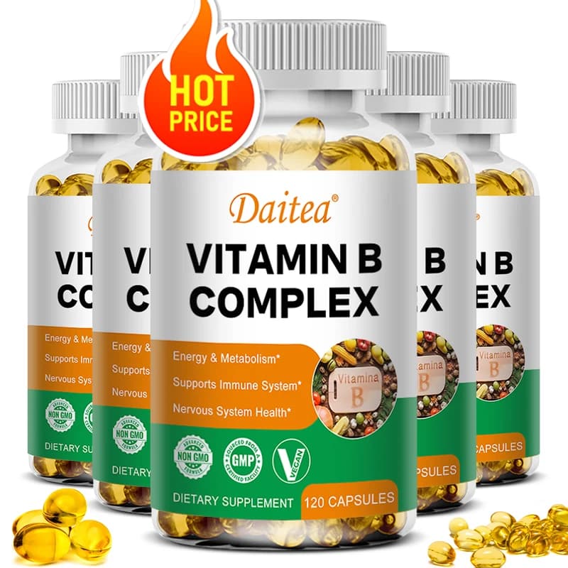 Kitea Compound VitaminB capsules VB B1 B2 B3 B5 B7 B9 B12 Better Mood assist nervous system and energy support supplement