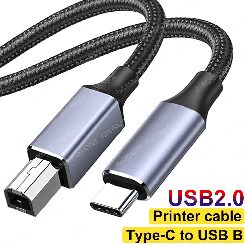 Cavo stampante USB 2.0 tipo C a USB B Cavo stampante intrecciato Cavo scanner stampante per Epson HP Canon Brother MacBook Pro 1/2/3m