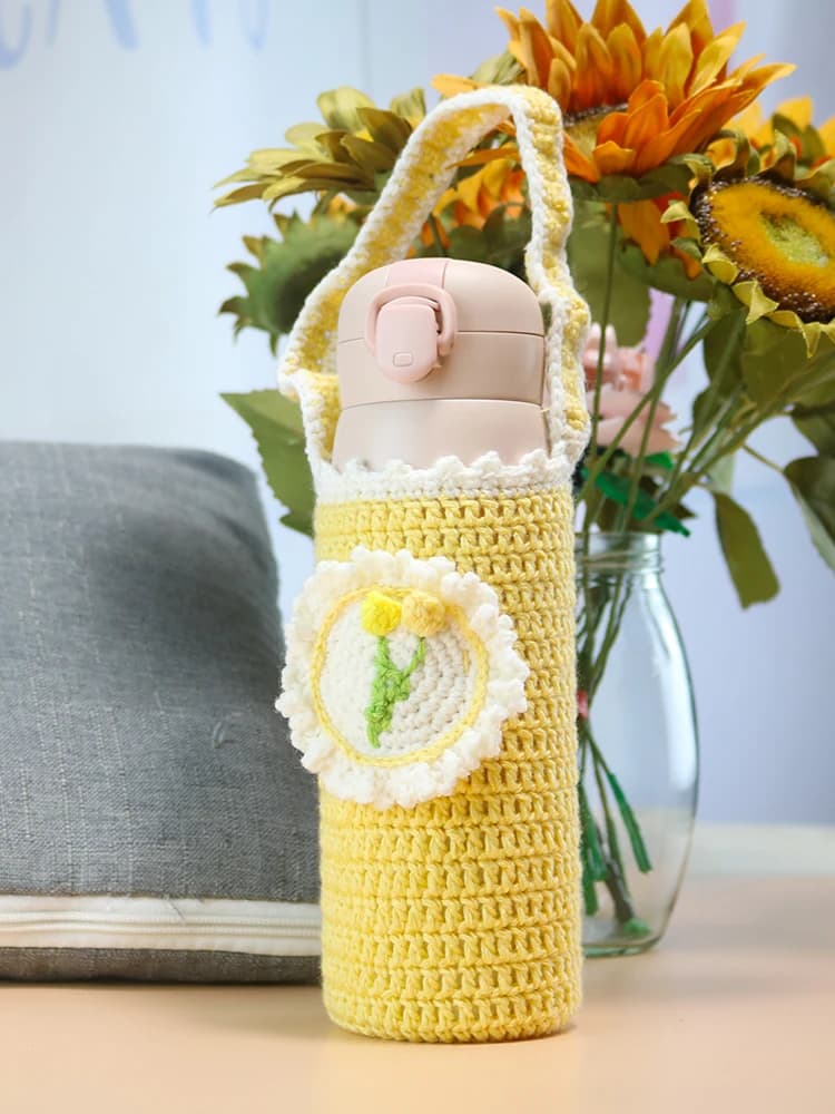 Copri Bicchiere Fatto a Mano con Uncinetto Yujia, Protezione Universale Isolante Antiscottatura per Bicchieri, Prodotto Finito