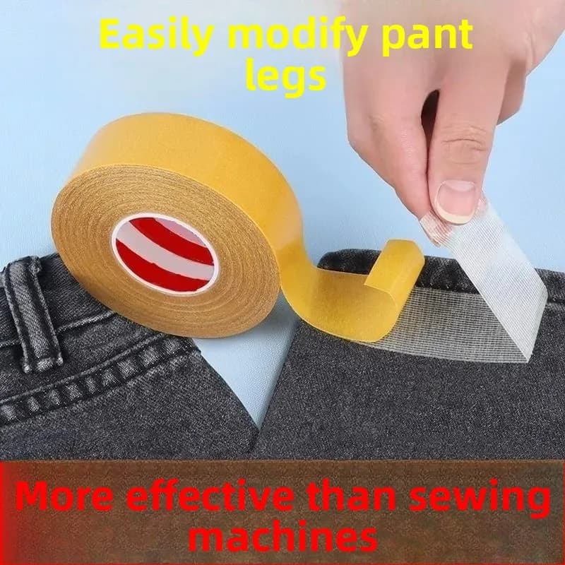 Double-Sided Tape Jeans Hemming Tool School orm Pants Leg Cuffing Fabric Base No-Punching id Double-Sided Tape