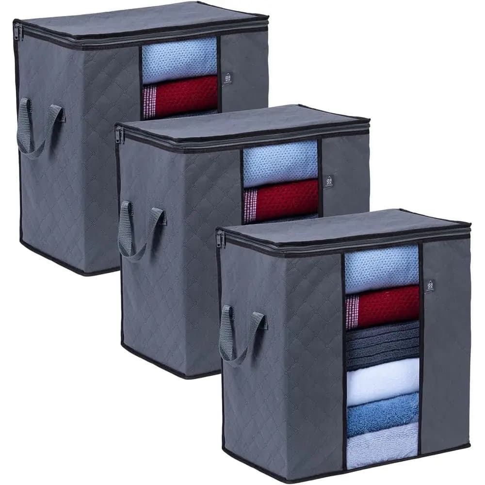 16.3 Gallon Large Capacity Clear Window Clothes Storage Bag with Reinforced Handle and Sturdy Zipper