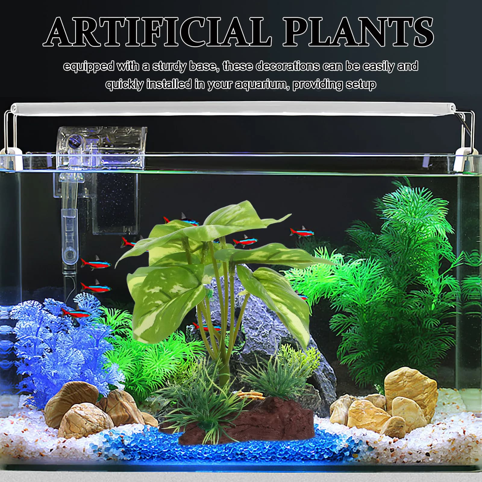 Ornamento d'Erba Acquatica Realistica, Pianta d'Acqua Finta, Piante Artificiali per Acquario, Decorazioni per Piccoli Acquari, Decorazioni Artificiali per Vasche dei Pesci