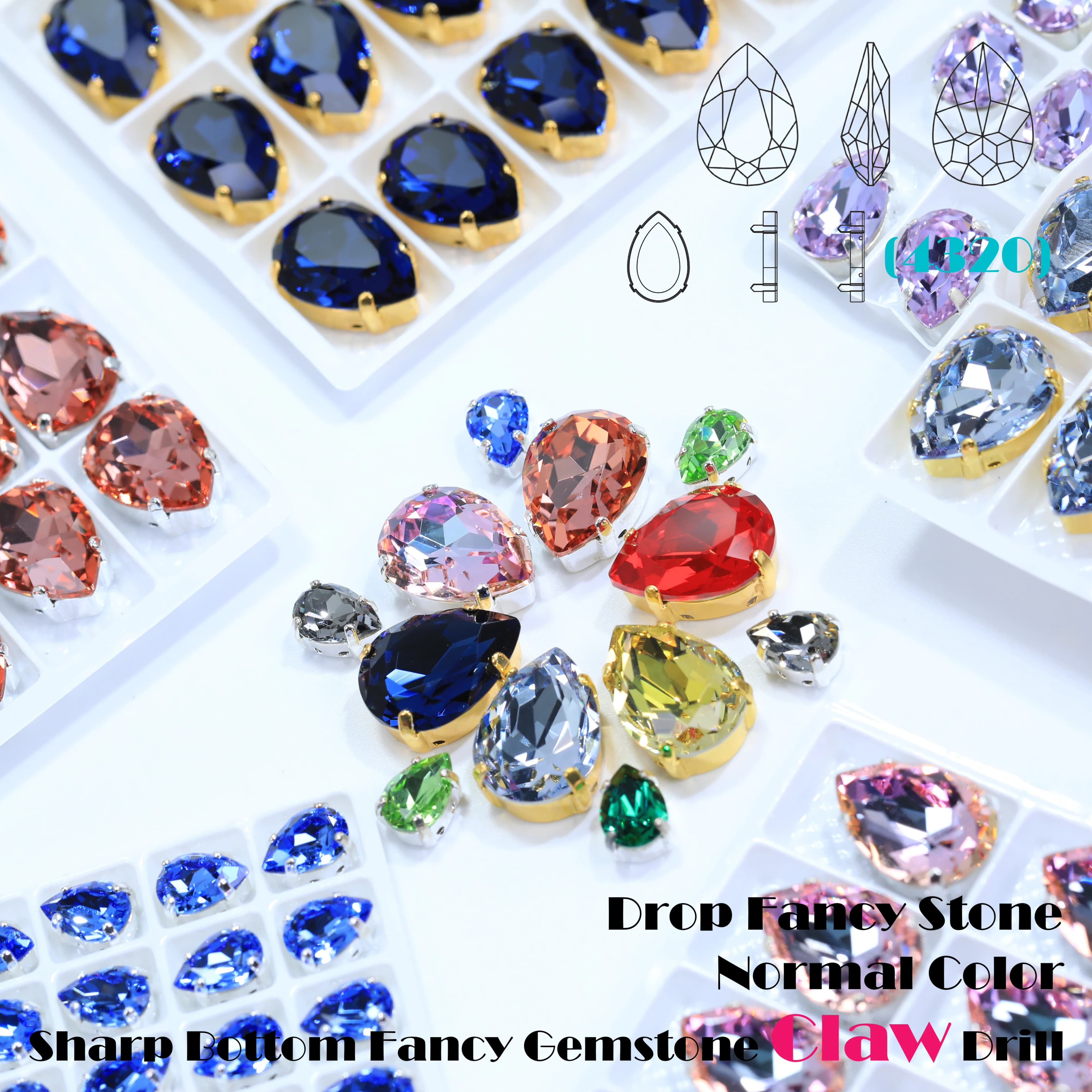 Strass in Cristallo AAA Grade a Forma di Goccia con Artiglio, Brillanti 3D da Cucire per Decorazioni Fai-da-Te, Borse, Scarpe e Abbigliamento