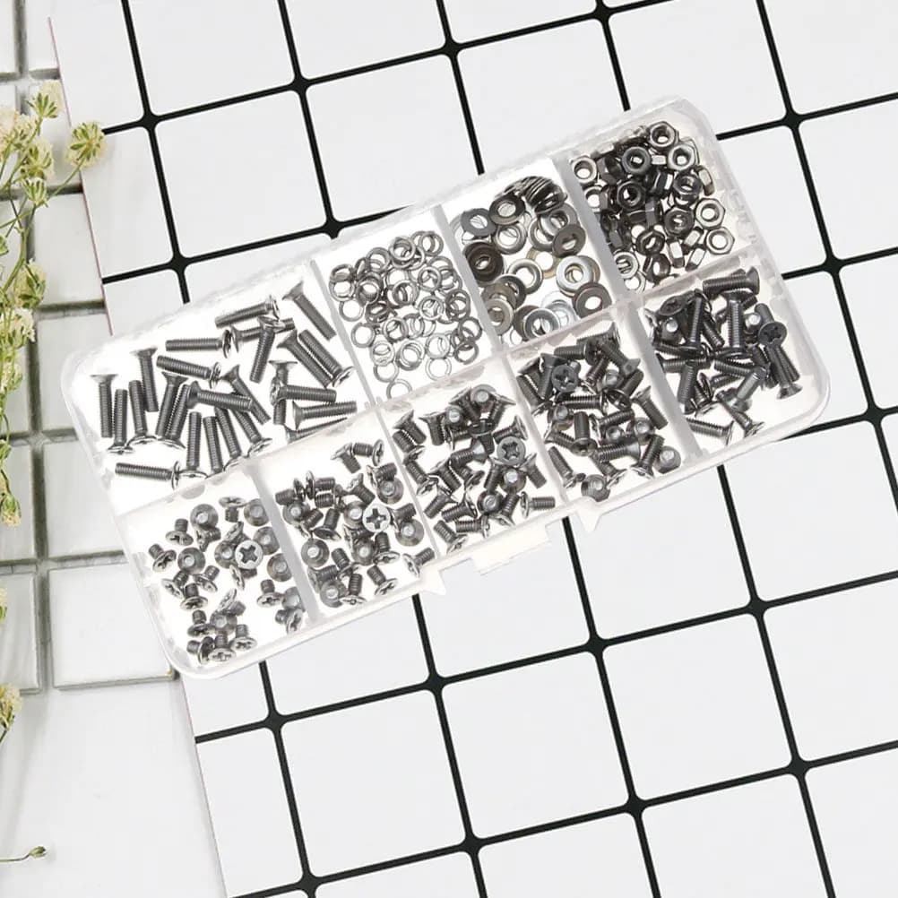 300Pcs Stainless Steel Screw Kit Assorted Screws Nuts Washers Countersunk Head Cross Screws Set for Laptop Repair Jewelry Watch