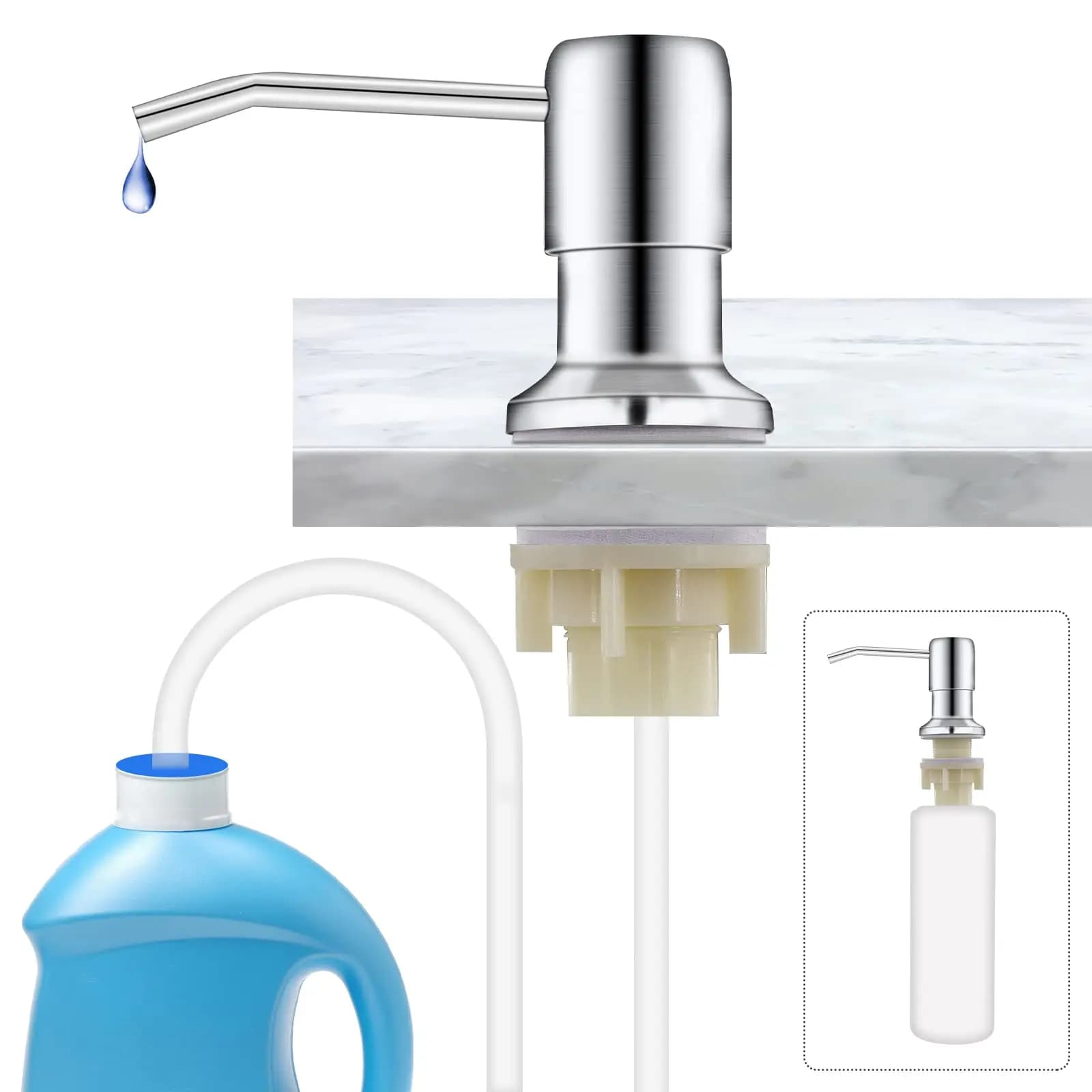 Dispenser di sapone Estrattore di pressione del liquido per piatti Tubo di prolunga Lavello da cucina Piatto Detergente Spirit Valvola di ritorno 2 in 1