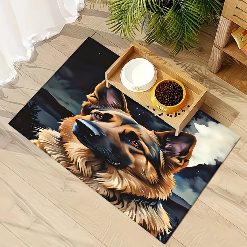 Tappetino antiscivolo per cani e gatti con stampa artistica del pastore tedesco, tappetino per l'alimentazione degli animali domestici, tappetino antispruzzo e antiscivolo per cani e gatti