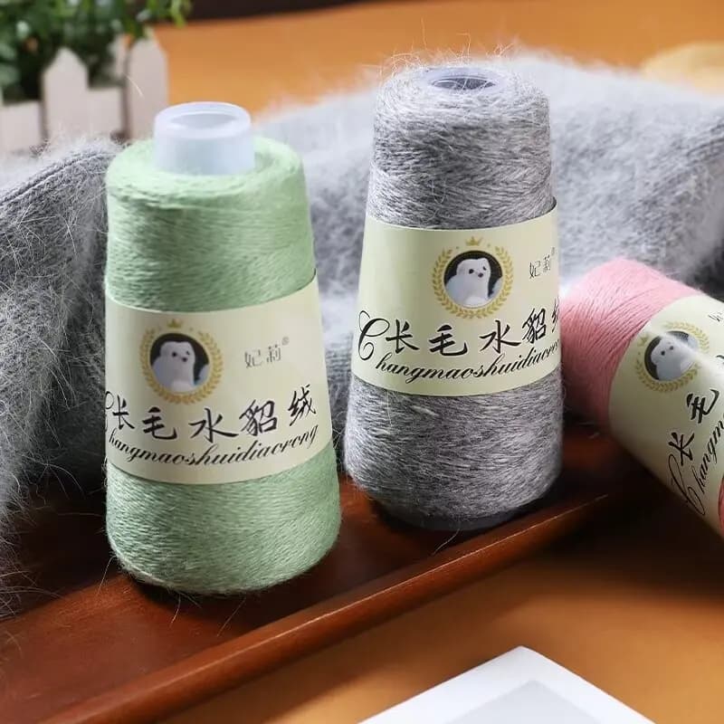 50g/ Ball Long Hair Mink Wool Thread Medium Thick Hand-knitted Cashmere Thread Hat Shawl Thread Soft Crochet Needle