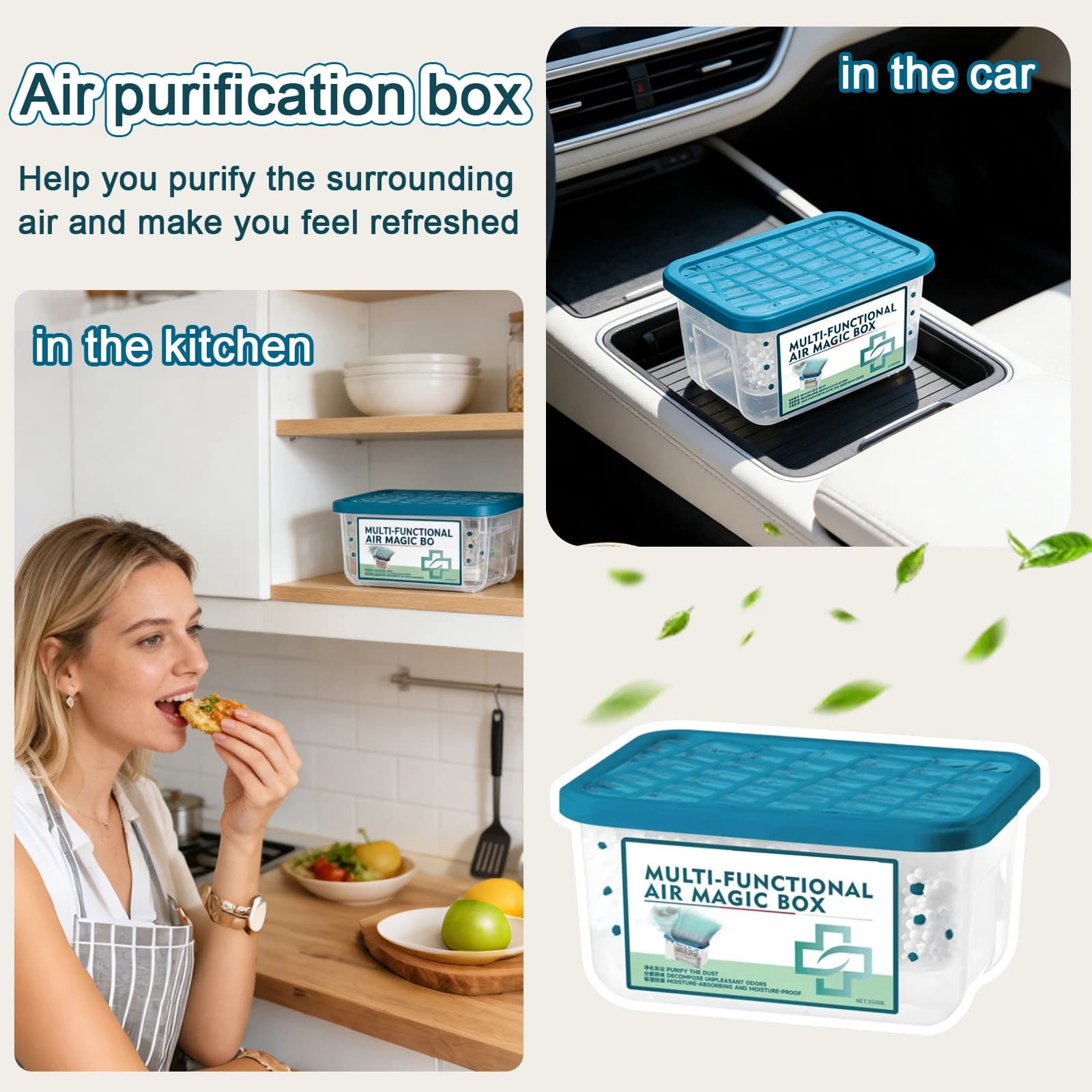 Multifunctional Magic Box for Internal Air Purification, Odori and Powder Removal, Auto Deodorant with Strong Suction