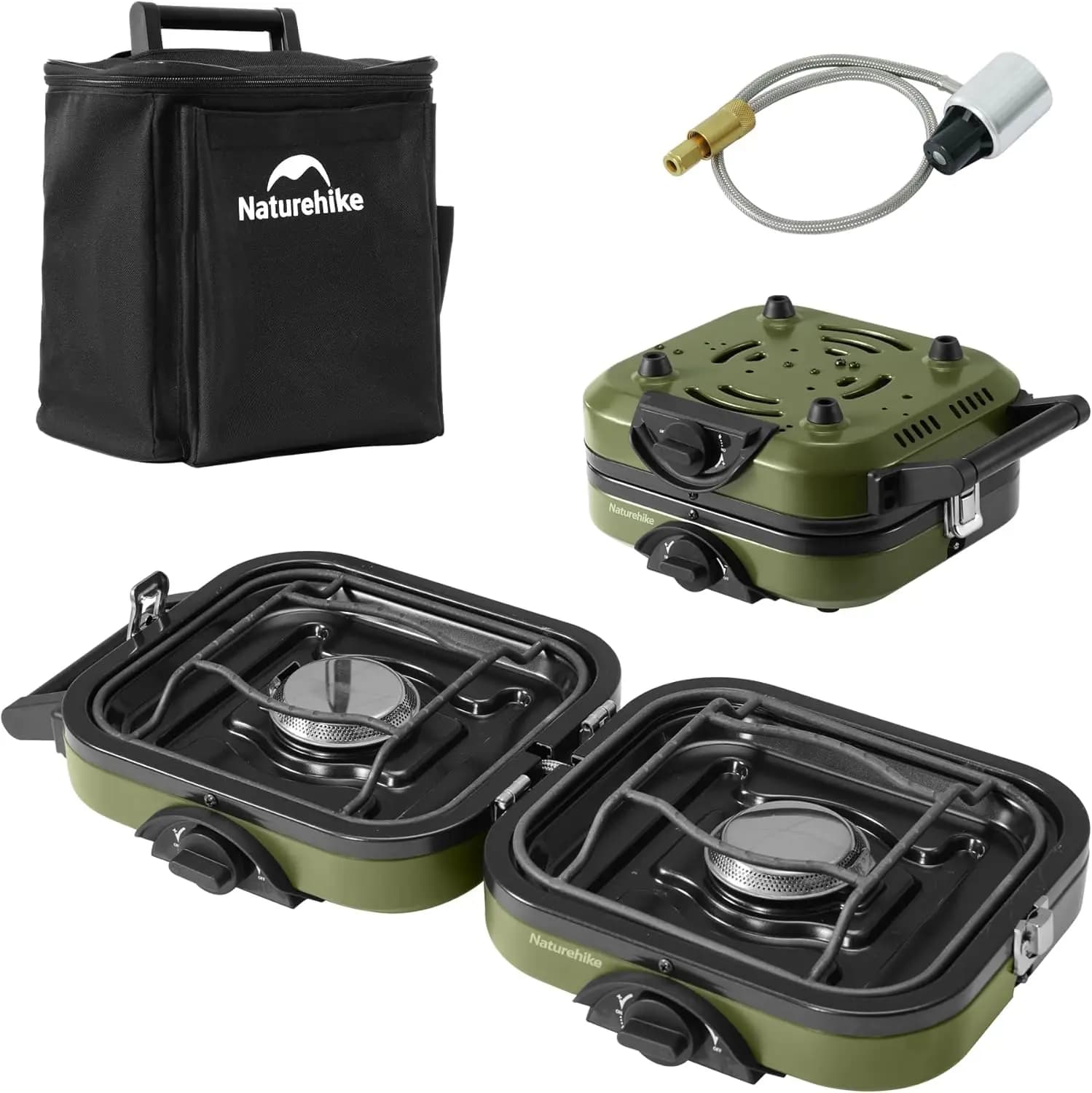 2-hole Foldable Camping Stove, Propano Gas Portable Stove with Transport Bag, 16000 BTU High Performance Certificate ETL