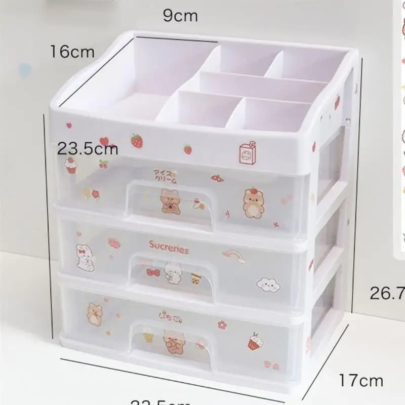 Organizer da Scrivania in Plastica Trasparente, Scatola Portaoggetti Multilivello per Cosmetici, Stile Cassetto, per Cancelleria, Scrivania, Dormitorio Studenti