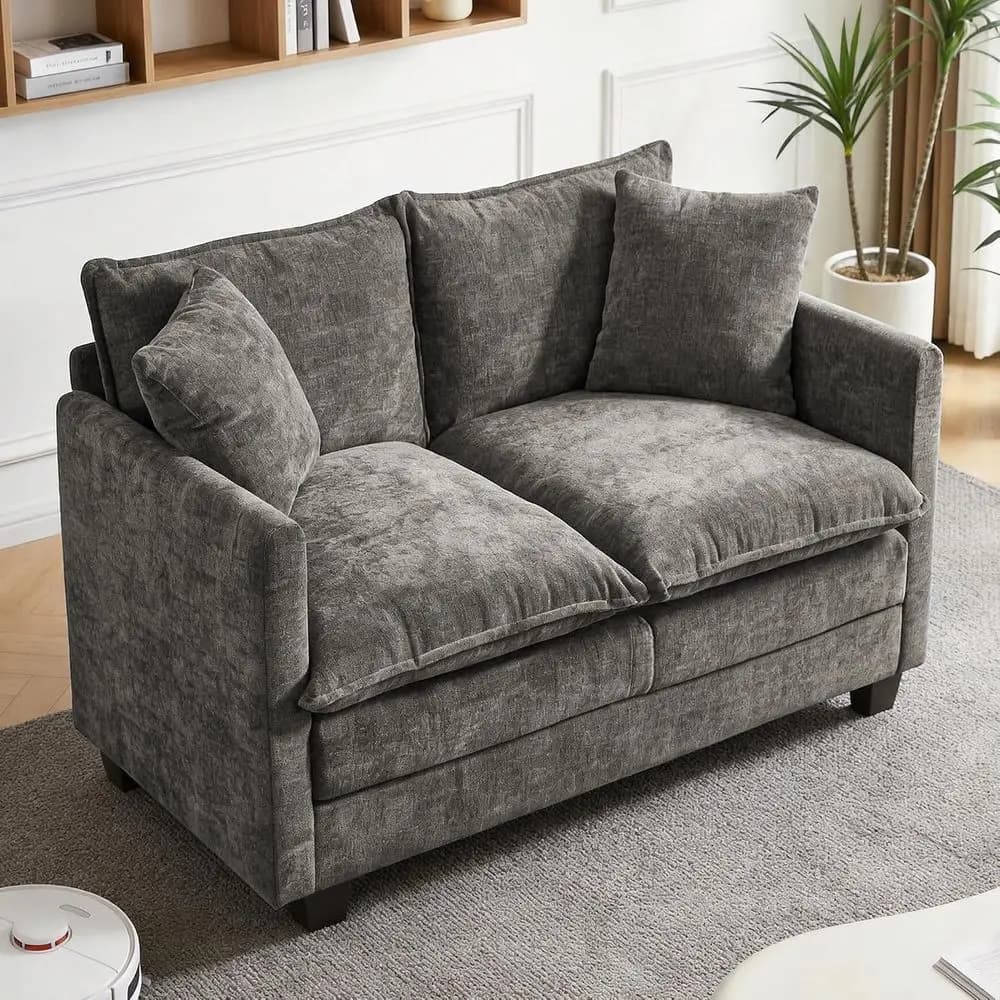 Loveseat Soa, 52''ern Cloud Soa Couch with 27" Deep Seat & 2 Pillows, Comy Chenille Small Couch or Small Spaces, Aparent, Studio