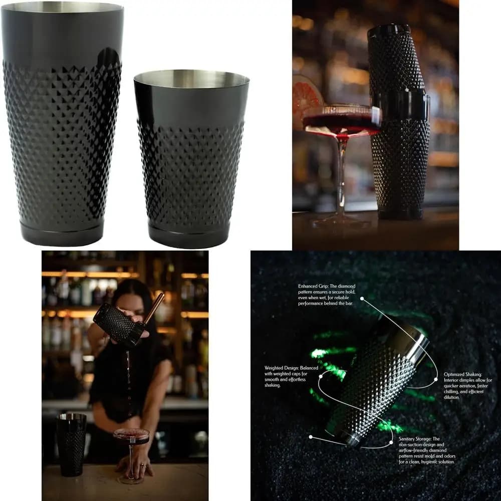 Set shaker per cocktail Onyx Diamond Boston, 16 e 28 once, lattine ponderate in acciaio inossidabile, attrezzatura da barista essenziale
