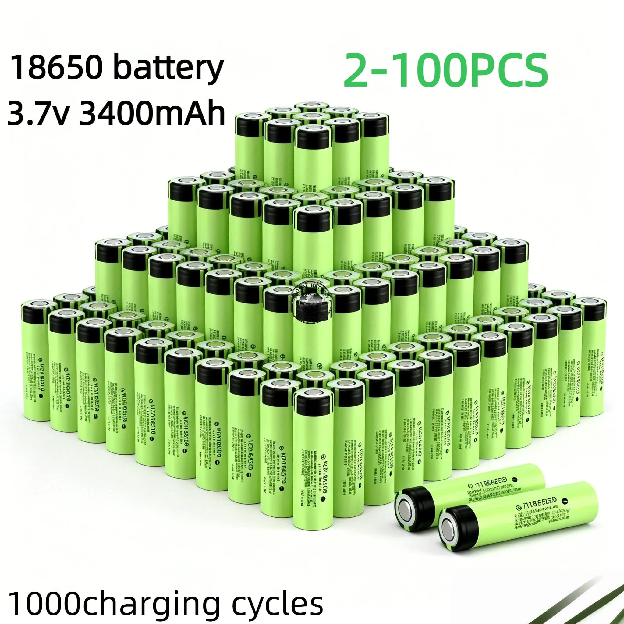 Batterie al Litio Ricaricabili NCR18650 3400mAh 3.7V Originali Nuove di Zecca, Testa Piatta per Torce e Utensili Elettrici
