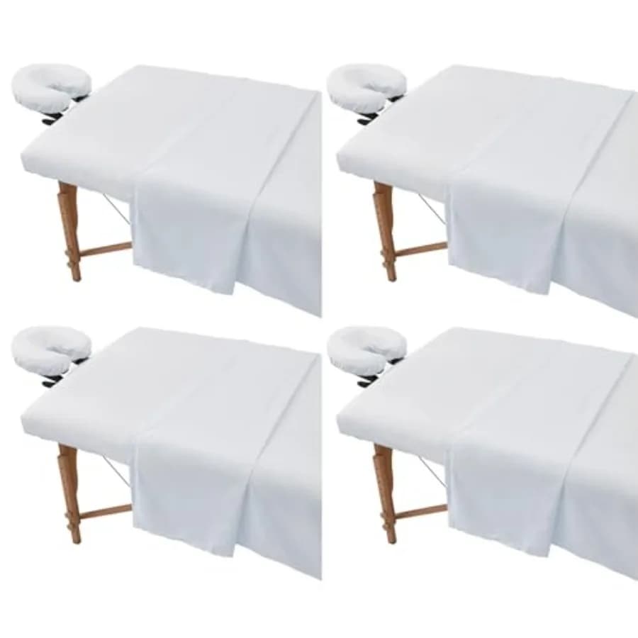 Set di 4 Lenzuola Extra Spesse per Lettino da Massaggio, Morbide in Microfibra Premium, Set da 3 Pezzi per Lettino da Massaggio per Salone e Spa, Include Fitt