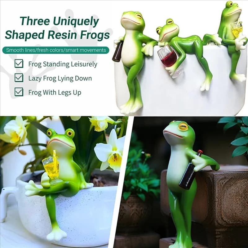 A26F-Resin Hanging Frog Figurine Planter Pot Decorations For Home Garden Plant Decorations For Pots Frog Figurine