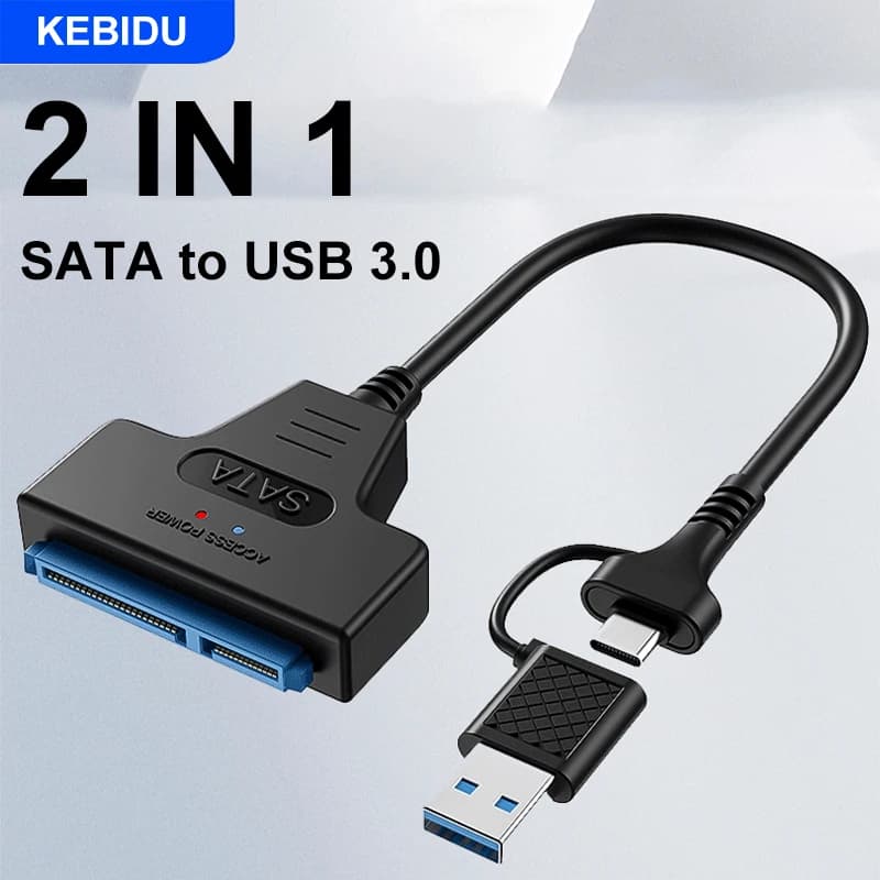 Cavo SATA a USB 3.0 6 Gbps Adattatore Type-C per HDD/SSD Esterno da 2.5'' Adattatore SATA 3 22 Pin Cavo USB 3.0 a SATA III