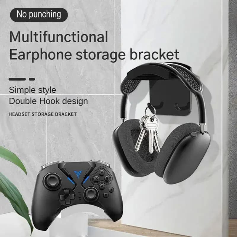 Ganci per cuffie da parete sotto il tavolo No Punch Rack per cuffie Rack di stoccaggio Staffa per gamepad Ganci per cuffie
