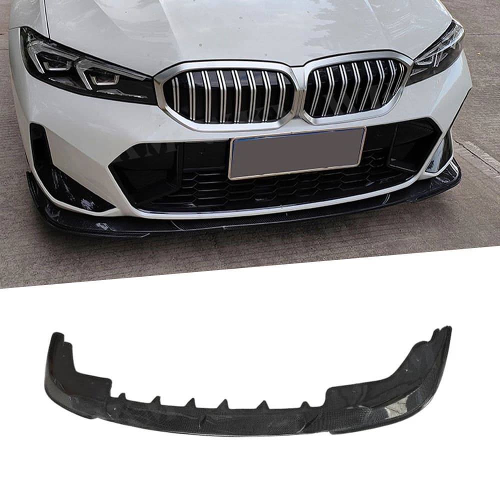 For BMW 3 Series G20 G28 LCI 2023+ Carbon Fiber Front Lip Bumper Guard Cover FRP Black BodyKit Car Accessories