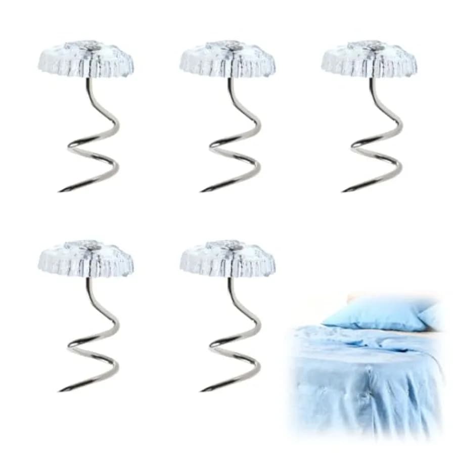 Perni per Gonna Letto, Perni a Torsione con Testa Trasparente da 10mm per Copridivani, Tappezzeria e Tessuti, Fissaggi Antiscivolo per Mobili, Lenzuola e Auto