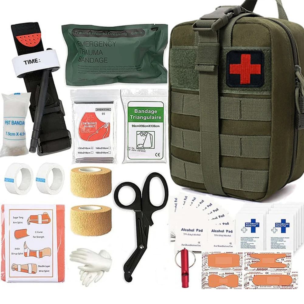 Kit di pronto soccorso di sopravvivenza Set completo Attrezzatura da esterno Kit di emergenza Borsa per traumi Attrezzatura da campeggio Forniture Borsa per avventure IFAK di emergenza