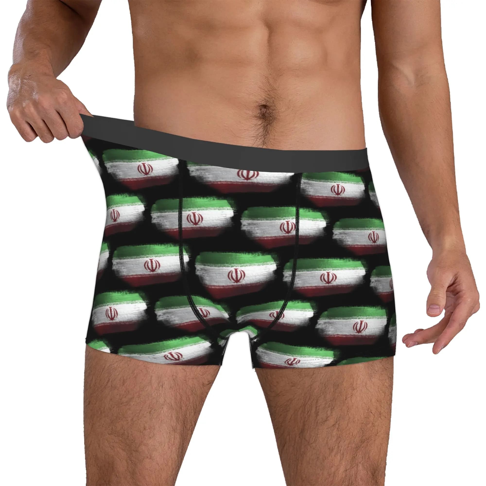Boxer da Uomo Personalizzati con Bandiera Iraniana, Slip Cool e Comodi